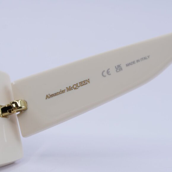 ?️ New Alexander McQueen AM0426S 005 Sunglasses - Ivory Frame, Grey Lenses